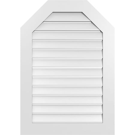 Ekena Millwork Octagonal Top Surface Mount PVC Gable Vent: Functional, w/ 3-1/2"W x 1"P Standard Frame, 28"W x 40"H GVPOT28X4001SF